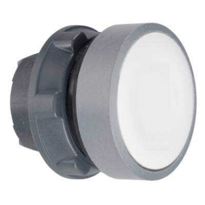 Harmony XB5, Push button head, plastic, flush, white, Ø22, spring return, marked I, grey bezel - Schneider Electric - ZB5AA131C0