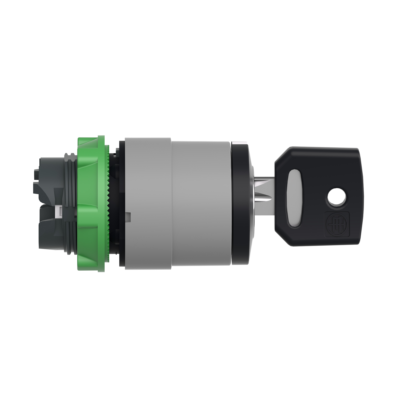 Harmony, Key switch selector head, plastic, black, Ø22, key n°455, 3 positions, spring return right to center, withdrawal left and center, grey bezel - Schneider Electric - ZB5AG05C0