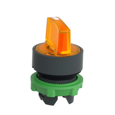 Head for illuminated selector switch, Harmony XB5, universal LED,  orange handle, 22mm, 3 positions, stay put - Schneider Electric - ZB5AK1353