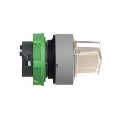 Head for illuminated selector switch, Harmony XB5, grey bezel, white handle, 22mm, universal LED, 3 positions, right to left - Schneider Electric - ZB5AK1413C0