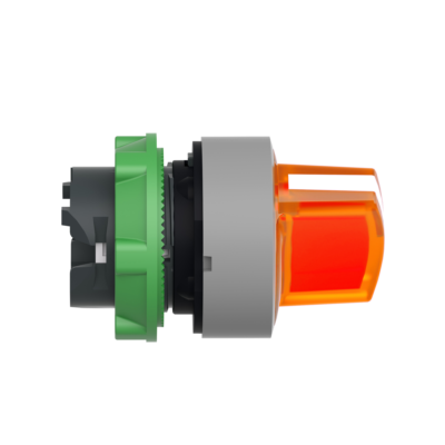 Head for illuminated selector switch, Harmony XB5, grey bezel, orange handle, 22mm, universal LED, 3 positions, right to left center - Schneider Electric - ZB5AK1453C0