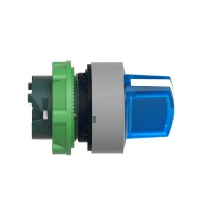 Head for illuminated selector switch, Harmony XB5, grey bezel, blue handle, 22mm, universal LED, 3 positions, - Schneider Electric - ZB5AK1463C0