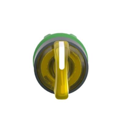 Head for illuminated selector switch, Harmony XB5, XB4, yellow Ø22 mm 3 position spring return - Schneider Electric - ZB5AK1783