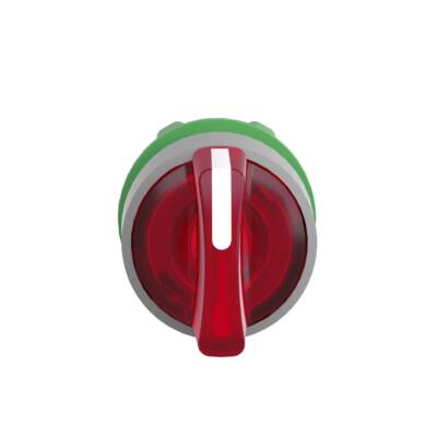 Head for illuminated selector switch, Harmony XB5, grey bezel, red handle, 22mm, universal LED, 3 positions, right to center - Schneider Electric - ZB5AK1843C0