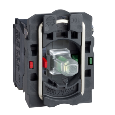 green light block with body/fixing collar with integral LED 24V 1NO+1NC - Schneider Electric - ZB5AW0B35