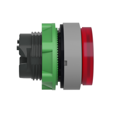 Head for illuminated push button, Harmony XB5, grey bezel, red projecting, 22mm, universal LED, spring return, plain lens - Schneider Electric - ZB5AW143C0