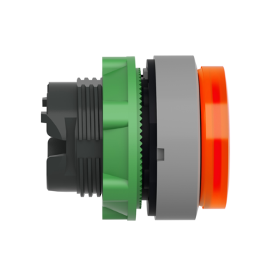 Head for illuminated push button, Harmony XB5, grey bezel, orange projecting, 22mm, universal LED, spring return, plain lens - Schneider Electric - ZB5AW153C0