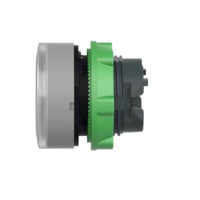 Head for illuminated push button, Harmony XB5, grey bezel, white flush, 22mm, universal LED, spring return, grooved lens - Schneider Electric - ZB5AW313SC0