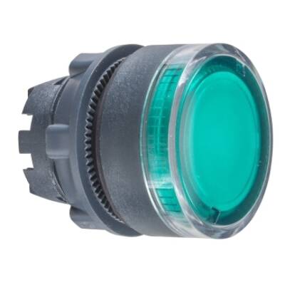 green flush illuminated pushbutton head Ø22 spring return for BA9s bulb - Schneider Electric - ZB5AW33