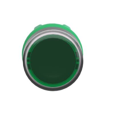 Head for illuminated push button, Harmony XB5, plastic, green flush, 22mm, universal LED, spring return, plain lens - Schneider Electric - ZB5AW333