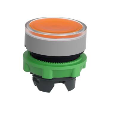 Head for illuminated push button, Harmony XB5, grey bezel, orange flush, 22mm, universal LED, spring return, plain lens - Schneider Electric - ZB5AW353C0