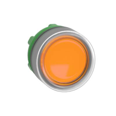 Head for illuminated push button, Harmony XB5, grey bezel, orange flush, 22mm, universal LED, spring return, clear boot - Schneider Electric - ZB5AW553C0