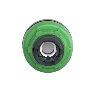 Head for illuminated push button, Harmony XB5, grey bezel, green flush mounted, 30mm, universal LED, for inserton of legend - Schneider Electric - ZB5FA38C0