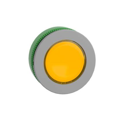 Head for illuminated push button, Harmony XB5, grey bezel, yellow flush mounted, 30mm, universal LED, - Schneider Electric - ZB5FA58C0