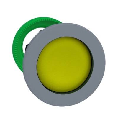 Harmony XB5, Flush mounted push button head, plastic, yellow, Ø30, spring return, unmarked, grey bezel - Schneider Electric - ZB5FA5C0