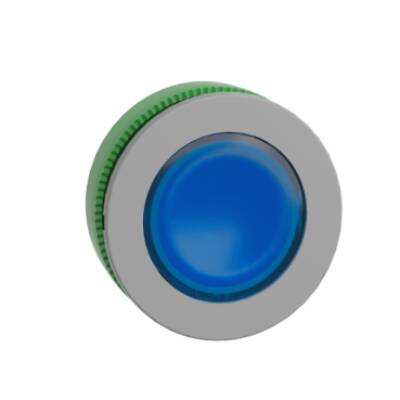 Head for illuminated push button, Harmony XB5, grey bezel, blue, 30mm, universal LED, for insertion of legend - Schneider Electric - ZB5FA68C0