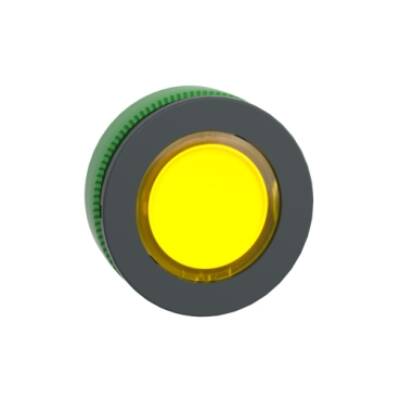 Head for illuminated push button, Harmony XB5, plastic, yellow flush mounted, 30mm, universal LED, push-push, unmarked - Schneider Electric - ZB5FH083