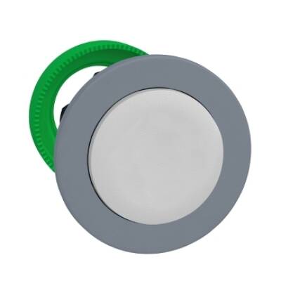 Harmony XB5, Flush mounted push button head, plastic, projecting, white, Ø30, push-push, grey bezel - Schneider Electric - ZB5FH1C0