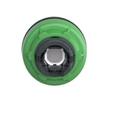 Head for illuminated push button, Harmony XB5, plastic, green projecting, 30mm, universal LED, push-push, unmarked - Schneider Electric - ZB5FH33