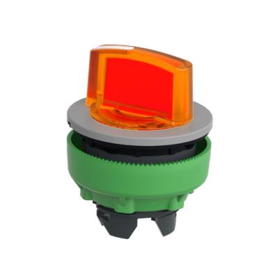 Head for illuminated selector switch, Harmony XB5, grey bezel, orange handle, 30mm, universal LED, 2 positions - Schneider Electric - ZB5FK1253C0