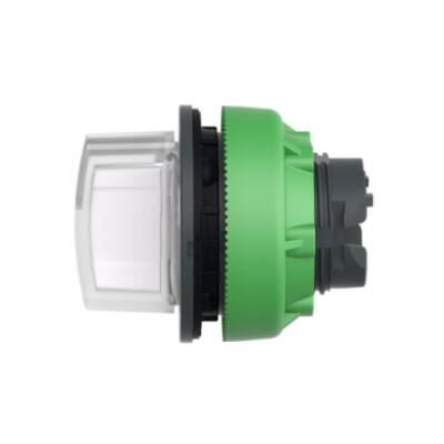 Head for illuminated selector switch, Harmony XB5, plastic, white handle, universal LED, 3 positions, left to center - Schneider Electric - ZB5FK1713