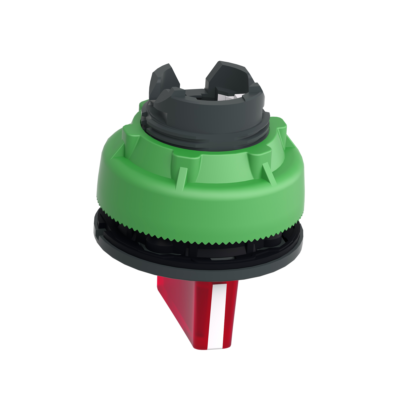 Head for illuminated selector switch, Harmony XB5, plastic, red handle, universal LED, 3 positions, left to center - Schneider Electric - ZB5FK1743