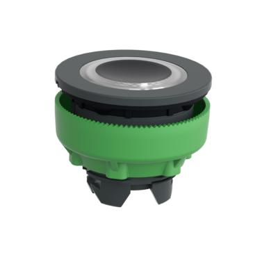 Head for illuminated push button, Harmony XB5, plastic, white flush mounted, 30mm, universal LED, illuminated ring - Schneider Electric - ZB5FW913