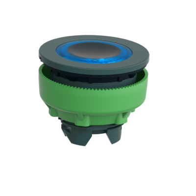 Head for illuminated push button, Harmony XB5, plastic, blue flush mounted, 30mm, universal LED, illuminated ring - Schneider Electric - ZB5FW963