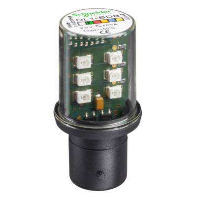 Protected LED bulb, BA 15d, green, steady light, 24 V AC/DC - Schneider Electric - DL1BDB3