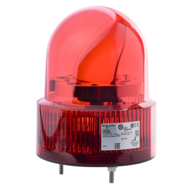 Prewired rotating mirror beacon, Harmony XVR, 120 mm, red, without buzzer, 24 V AC DC - Schneider Electric - XVR12B04