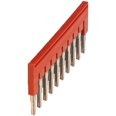 PLUG-IN BRIDGE, 10POINTS FOR 4MM2 TERMINAL BLOCKS, RED - Schneider Electric - NSYTRAL410