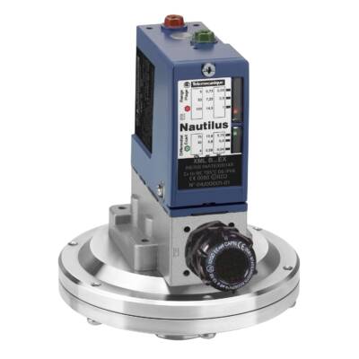 pressure switch XMLB - 350 mbar - adjustable scale 2 thresholds - 1 C/O - Telemecanique Sensors - XMLBL35R2S12EX