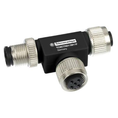 Network “T” connector - RS485 network or CANopen - M12 - 5-pin 1 male/ 2 female - Telemecanique Sensors - TCSCTN011M11F