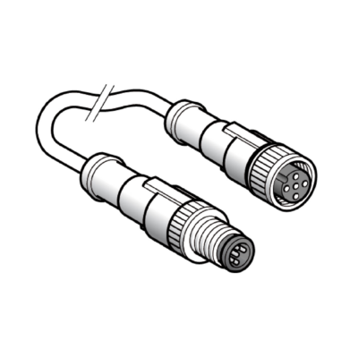 jumper cable XZ - male straight M12 3-pin - female straight M12 3-pin - PUR 1m - Telemecanique Sensors - XZCR1511040A1