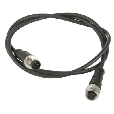 jumper cable XZ - male straight M12 3-pin - female elbowed M12 3-pin - PUR 2m - Telemecanique Sensors - XZCR1512040A2