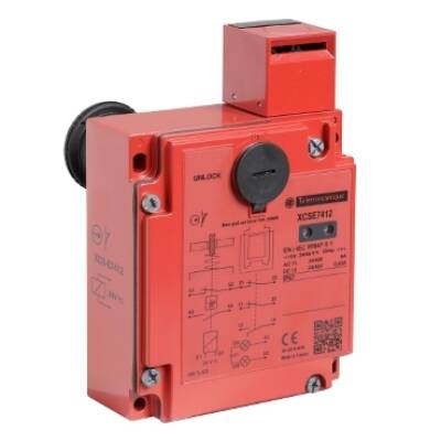 metal safety switch - 2NC + 1NO - slow break - 2 entries tapped M20- 24V - Telemecanique Sensors - XCSE7412