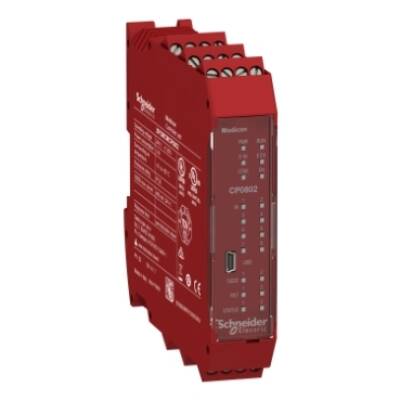 Controller with 8 inputs 2 outputs monitors expansion modules with screw term - Schneider Electric - XPSMCMCP0802