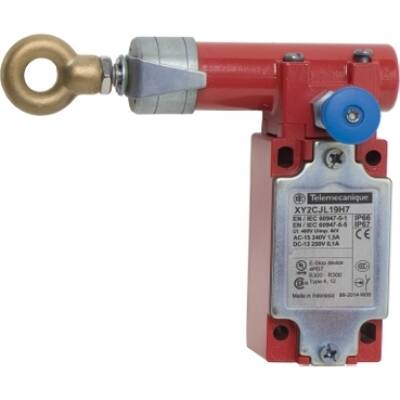 e-stop rope pull switch XY2CJ - left side - 2NC+1NO - 1/2" NPT - Telemecanique Sensors - XY2CJL19H7