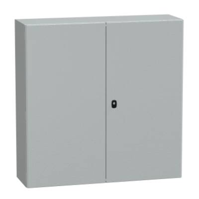 Spacial S3D dbl plain door with mount.plate. H1000xW1000xD300 IP55 IK10 RAL7035. - Schneider Electric - NSYS3D101030DP