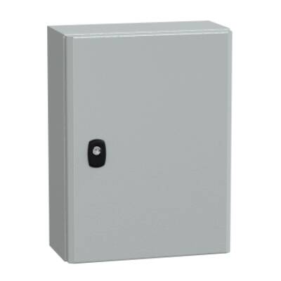 Spacial S3D plain door with mount.plate. H400xW300xD150 IP66 IK10 RAL7035. - Schneider Electric - NSYS3D4315P