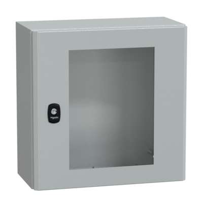 Spacial S3D tspt door w/o mount.plate. H400xW400xD200 IP66 IK08 RAL7035. - Schneider Electric - NSYS3D4420T