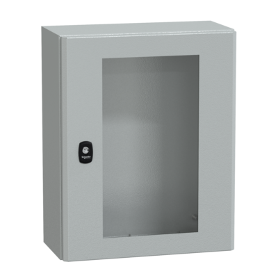 Spacial S3D tspt door w/o mount.plate. H500xW400xD200 IP66 IK08 RAL7035. - Schneider Electric - NSYS3D5420T