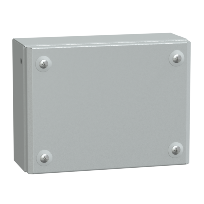 Metal industrial box plain door H150xW200xD80 IP66 IK10 RAL 7035 - Schneider Electric - NSYSBM15208