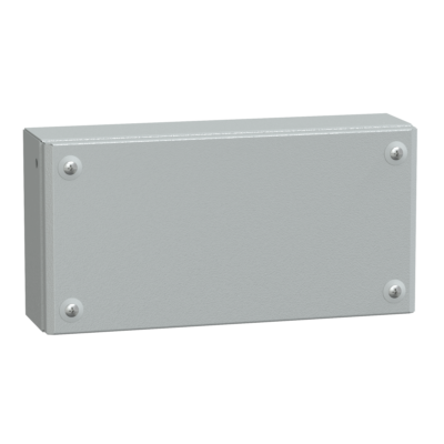 Metal industrial box plain door H150xW300xD80 IP66 IK10 RAL 7035 - Schneider Electric - NSYSBM15308