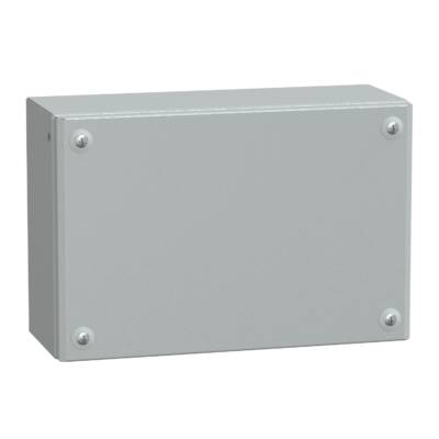 Metal industrial box plain door H200xW300xD120 IP66 IK10 RAL 7035 - Schneider Electric - NSYSBM203012