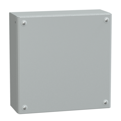 Metal industrial box plain door H300xW300xD120 IP66 IK10 RAL 7035 - Schneider Electric - NSYSBM303012