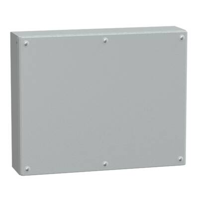 Metal industrial box plain door H400xW500xD120 IP66 IK10 RAL 7035 - Schneider Electric - NSYSBM405012