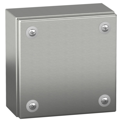 Stainless Steel 304L industrial box plain door H150xW150xD80 IP66 - Schneider Electric - NSYSBX15158