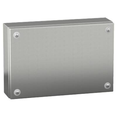 Stainless Steel 304L industrial box plain door H200xW300xD80 IP66 IK10 - Schneider Electric - NSYSBX20308