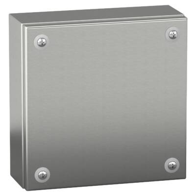 Stainless Steel 304L industrial box plain door H300xW300xD120 IP66 IK10 - Schneider Electric - NSYSBX303012